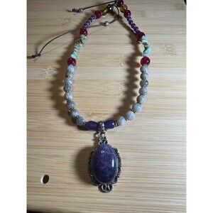 Jadeite Purple Large Stone Pendant, 925 Spacers.